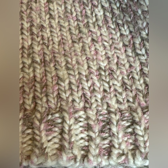 Retro nubbly-knit wool blend asymmetrical sweater with oversize button detail - Picture 9 of 9